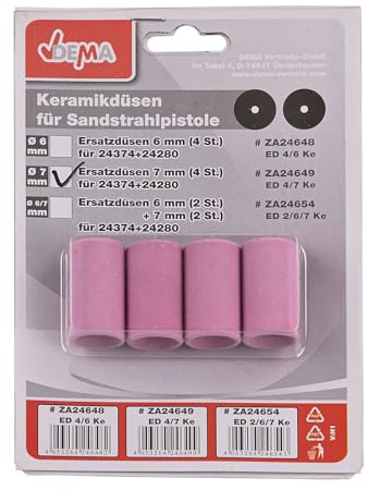 Ersatzdüsen Strahldüsen Düsen Set 4x7 mm f. Sandstrahlkabine Art. 24374 + 24280