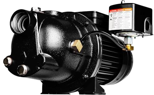 Red Lion PumpWorks 1/2 HP, 7.4 GPM, 115/230 Volt PWJET50 Cast Iron Shallow Well Jet Pump, Black 97080501