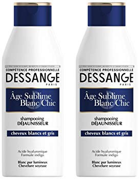 Dessange, Shampoo anti-giallo all'acido ialuronico per capelli bianchi e grigi, 250 ml, 2 pz.