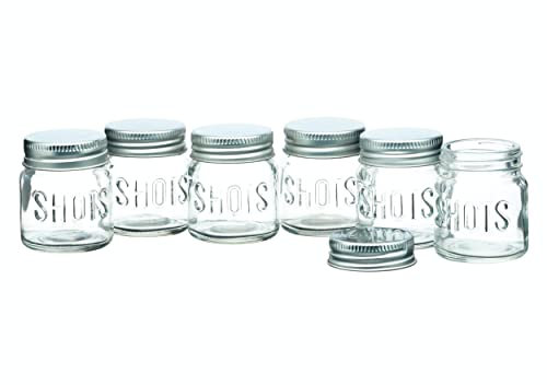 KitchenCraft BarCraft Juego de Vasos de Chupito con forma de Tarro de Conserva con Tapa de Rosca 6 Unidades 60 ml