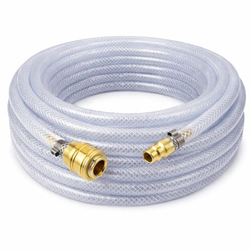 Fittingstore - PVC Gewebeschlauch Druckluft NW 7,2 mit Kupplungsdose und Stecker (Schlauch Ø innen: 9 mm, Schlauchlänge: 10 Meter)
