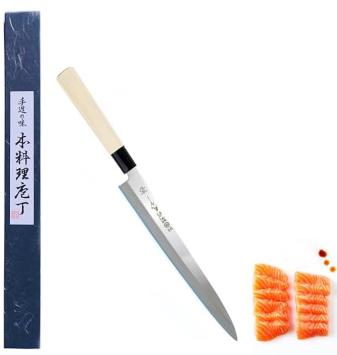 JapanBargain 1553, Japanese Yanagiba Sashimi Sushi Chef Knife High Carbon Stainless Steel 9-1/2 inch Blade Made in Japan, 240mm
