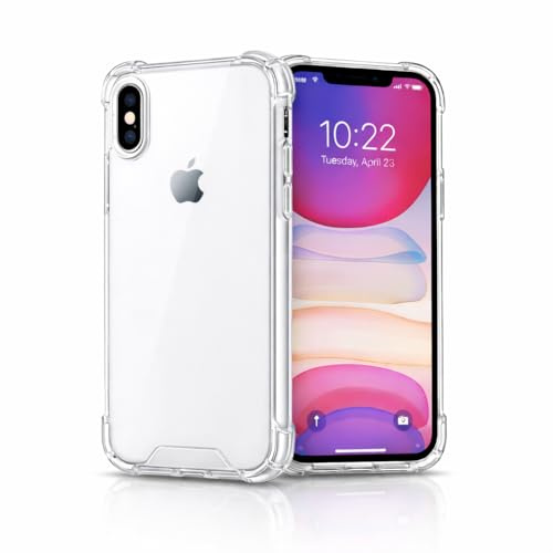 JProtect für iPhone X/XS Hülle Transparent (TOP Schutz) – Durchsichtige Stoßsichere Schutzhülle – Shockproof Bumper Case – Handyhülle iPhone XS Slim