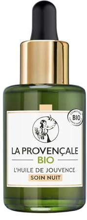 La Provençale - Siero Notte L'Huile de Jouvence - Cura Viso Certificata Biologica - Olio d'Oliva Provenza AOC Biologico - Per Tutti i Tipi di Pelle, Anche Sensibile - 30ml