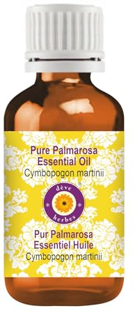Deve Herbes puro Olio essenziale di palmarosa (Cymbopogon martinii) distillato a vapore 15ml (0.50 oz)