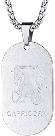 FaithHeart Sternzeichen Kette für Herren, Edelstahl Halskette mit Sternbild Anhänger, Punk Erkennungsmarke Anhänger für Geburtstag Weihnachten Valentinstag