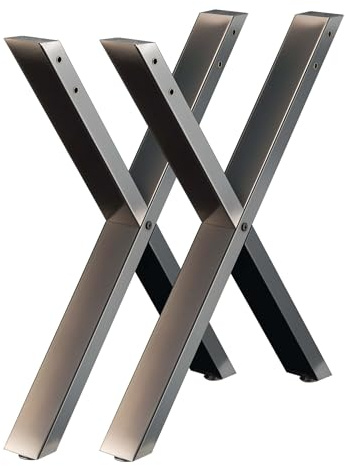 WilTec Bastidores para Mesa 72x60 cm Acero Lacado Claro Caballetes Perfil-X Patas de Mesa Bricolaje