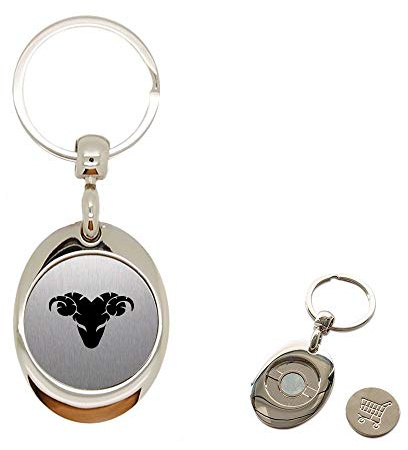 Mygoodprice Porte clé en Métal alu brossé avec jeton aimanté gravé Bélier