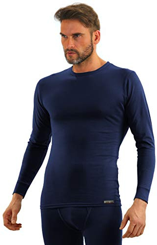 sesto senso Maglia Intima Uomo Lunga Cotone 95% Termica Funzionale Biancheria Maniche Lunghe XXL Blu Scuro