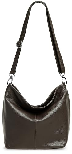 Caspar Klassisch Elegante Leder Handtasche Damen Tasche mit verstellbarem Schultergurt - PREMIUM LINE - Modell No.803 - Made in Italy