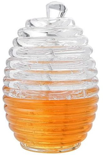 VIFER Honey Jar - 265ML Tarro de Miel Transparente en Forma de Colmena para Almacenar y Dispensar Miel