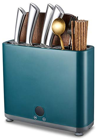 Bloc couteau vides, Bloc de Couteaux, Support de Couteaux avec Fonction de Désinfection et de Séchage, avec Fentes pour Ciseaux et Tige à affûter, pour Un Rangement sûr des Couteaux,Vert