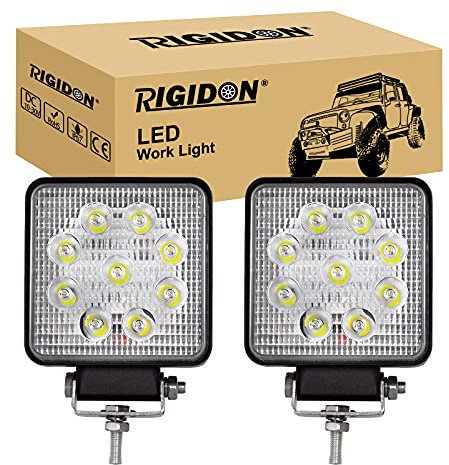 RIGIDON 2x quad scheinwerfer kfz, 4 zoll 10cm 27W spot arbeitsscheinwerfer | 12V 24V, led pods, wasserdichte, 6000K weiß, offroad beleuchtung, nebelscheinwerfer, für auto ATV LKW traktor 4x4 fahrzeuge