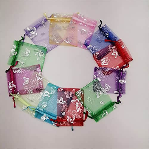 GHESRY Organza-Säckchen mit Schmetterlings-Motiv, 15 x 20 / 17 x 23 / 20 x 30 cm, 50 Stück