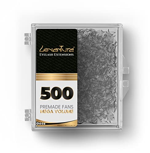 Loventure® D-Curl Premium Wimpernfächer im 6D-20D Set – Premade Volume Fans für professionelle Wimpernverlängerung, künstliche Wimpern mit Mega Volumen, 500 Fächer pro Box (10D, 0,07 x 11 mm)