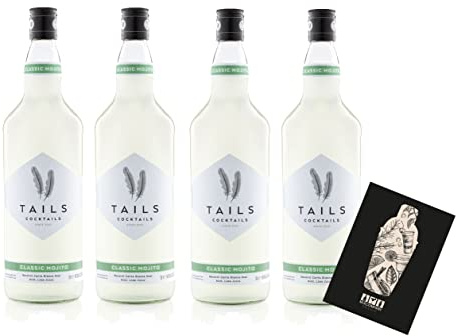Tails Cocktails 4er Set classic Mojito 4x 1L (14,9% Vol) Fertig Cocktail Ready to Drink mit Mixcompany Grußkarte- [Enthält Sulfite]