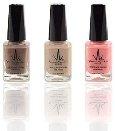 (Combo de 3) Esmalte de uñas permeable con infusión de henna Wudhu y vegano, esmalte halal de larga duración (arena del desierto + azim + amira)
