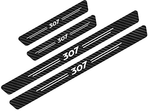 Symilov 4 Piezas Pegatina Estribos de Fibra Carbono de Coche para Peu-geot 107 108 206 207 208 2008 3008, Protector de Placas Pedal Umbral Puerta Antiarañ - Embellecedores Accesorios, 307