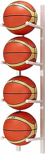 Ballwagen Ballregal (Kein Ball) An Der Wand Befestigter Ball-Lagerregal-Halter Für Garagenwand, Fitnessstudio Vertikales Sport-Organizer-Regal Für Basketball, Fußball, Volleyball (4-Tiers, Weiß)