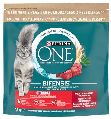 Trockenfutter für sterilisierte Katzen mit Rind- und Weizen PURINA ONE STERILCAT Beef Wheat 1,5kg