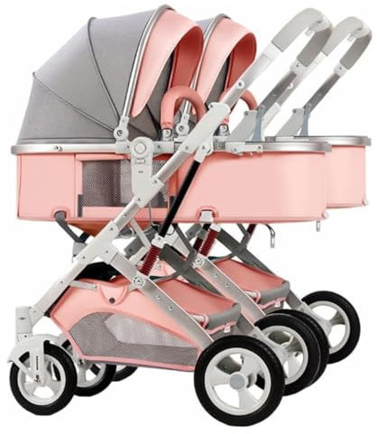 Rieort Passeggino gemellare Portatile Passeggino Doppio Singolo Staccabile 2 Passeggino Reversibile con Carrello Passeggino Doppio Regolabile