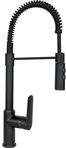 SCHOCK | Einhebelmischer Aquasoft T mit gefedertem Auslauf und schwenkbarem Stab, herausziehbare Handbrause mit Doppelstrahl, komplett schwarz, h495 | Schwenkbar, ausziehbare Handbrause mit Doppelstrahl, Farbe Schwarz, H495