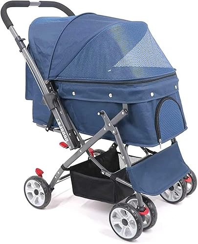 Poussette pliable pour chien – Chariot de voyage rouge pour chiens et chats de taille moyenne/grande | Capacité de charge maximale de 25 kg – Solution de transport portable et pratique