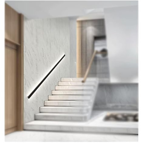 Corrimano a LED a Luce Naturale in Alluminio, Corrimano Rettangolare Nero con Luci a LED, Corrimano Illuminato Sistema di ringhiere per Cavi Scala per Interni ed Esterni (Colore :