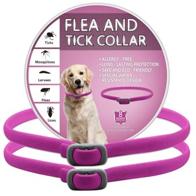 BKEPDY Hundehalsband 2 Stück Effektiver Schutz vor Ungeziefern Wasserdicht Einstellbares Floh und Zeckenschutz für Hunde Alle Größen und Rassen (Rosa)