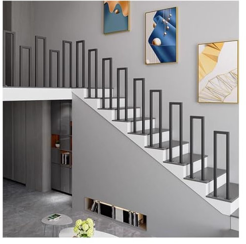 YCZHD Moderne Quadratische Treppengeländer, Innenbereich,Dachboden,Balkon,Dekorative Haltegriffe,Geländer für Garten und Villa(Size:U 85cm,Color:Schwarz)