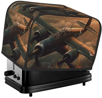Toaster-Abdeckung aus dem Weltkrieg, 2 Scheiben, für kleine Geräte, mit Taschen, Toaster-Staubschutz mit Griff oben, waschbar, Universal-Brotbackmaschinen-Abdeckung für Küche