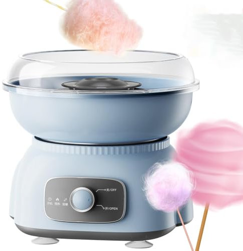 Household Cotton Candy Machine, 500W Electric Cotton Candy Maker,with Splash Prevention Bowl and Removable & Washable, Makes Hard Sugar, Sugar Floss, Homemade Sweets for Birthday Parties blue