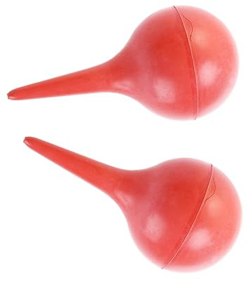 Bulbo per Lavaggio Auricolare 30ml in Gomma Rosso 2 Pezzi | Impugnatura Sicura Antiscivolo, Controllo Migliorato, Formato 30ml per Uso Quotidiano
