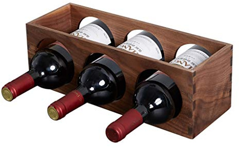 Soporte para botellas de vino, color negro, nogal para el hogar, pequeña oficina, estante para botellas de vino