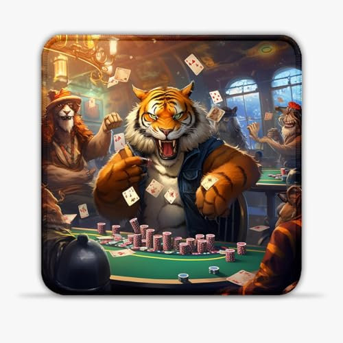 Tapis Souris Portable Tiger Poker (30X30) CM 11.81(in) Tapis Souris Jeu SU Tapis Souris en Tissu Tapis Souris d'ordinateur avec Base en Caoutchouc antidérapante pour Souris Laser/Optique