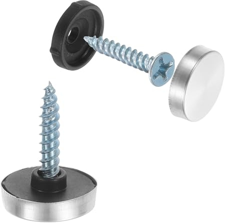 sourcing map 12pcs Screw Covers Caps, 16mm Dia Stainless Steel Mirror Screws Decorative Cover Caps Nails Convex Gasket Mirror Screw Fasteners for Sign Advertising Hardware Construction, Silver