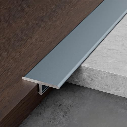 Raouoae Aluprofil Übergangsprofil T-Profil Kantenschutz Für Übergänge Von Holzplatten Zu Fliesen 3 Stücke 90cm Boden Übergangsleiste Boden -Teppich Laminat Übergangsleiste(Eisengrau,Breite: 8mm)