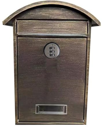 Mailbox with Lock, Outdoor Mailbox, Wall Mounted Key Drop Box with Combination Lock, for Home Use, 9'' X 4'' X 14''(Brown)