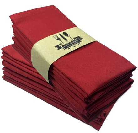 Wisafory 4er Set Stoffservietten Leinenservietten 40 x 40 cm Baumwolle und Leinen Servietten Tischservietten waschbar Tischdekoration für Hochzeitsfeier und Party-Dekoration Rot