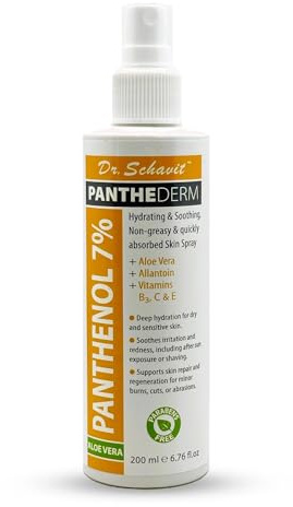 DR. SCHAVIT PantheDerm Aloe Vera & Panthenol 7% Skin Spray – Hydrating & Soothing Face & Body Mist for Dry, Sensitive, or Irritated Skin – After Sun, Shaving, Burns, Post-Laser, Tattoo 6.76 fl oz