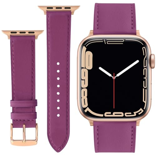 ONET8O Leather Strap Compatible with Apple Watch 38mm 40mm 41mm or 42mm 44mm 45mm 49mm Replacement Genuine Leather Bands for iWatch Series Women and Men Watch Wristband