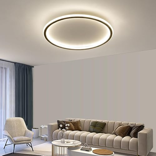 Mikeru Modern 60cm Ceiling Light, 3000k Warm White Slim 5cm Thick Round Ceiling Light, LED Recessed Lighting for Living Room, Dining Room, Office, Study Room
