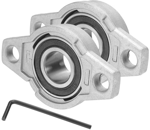 sourcing map Pillow Block Bearing 25/32 (20mm) Bore Zinc Alloy Steel Mounted Flange Pillow Block Self-Alignment Insert Bearings Housing for Machinery Power Agriculture Pack of 2