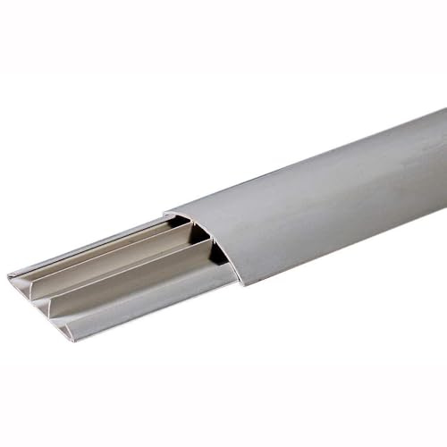 2 metri Canalina calpestabile a pavimento, larghezza 50mm, altezza 12mm, 3 scomparti, grigio in tecnopolimero ad alta resistenza, fori per tasselli o fissaggio con adesivi, passacavo - Made in Italy