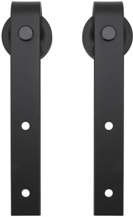 Yechiry 1 Pair Door Sliding Rollers Hanging Rail Pulley Kit, Carbon Steel Barn Door Hardware Wheel Set, Barn Gate Sliding Kit with Classic Rustic Design for Bedroom, Living Room (Black)