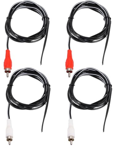 QUARKZMAN 4pcs Câble Audio RCA Pour Subwoofer 5ft Blanc Rouge | 1 Fiche Mâle RCA Vers Fil Nu Pour Amplificateur Home Theater