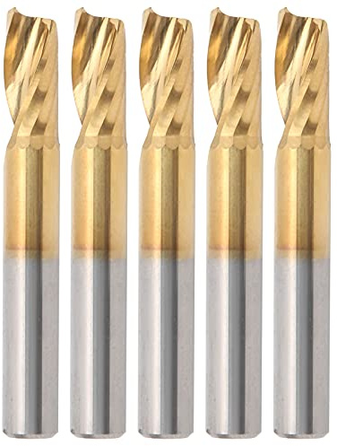 5-teiliger Schaftfräser, CNC-Spiralfräser, Hochgeschwindigkeitsstahl-Fräser, 1 Nut, Ti-plattiert, 6 x 12 x 50 mm, zum Schneiden von Aluminium, Messing, Kupfer, Nichteisenmetallen