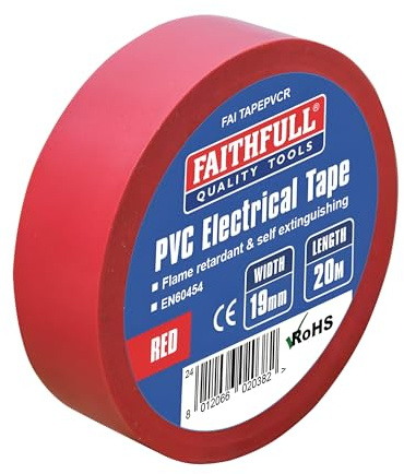 Faithfull 2702 PVC Klebeband, 19 mm x 20 m, Rot