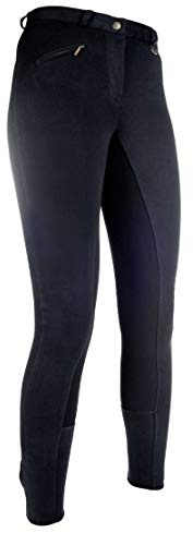 HKM Reithose -Basic Belmtex Grip- 3/4 Besatz 5909, Pantaloni Da Equitazione Donna, Nero, 42