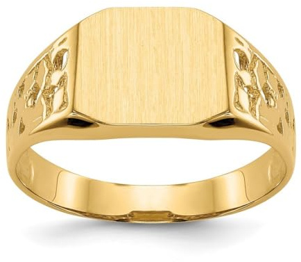 JewelryWeb Siegelring für Herren, 14 Karat Gelbgold, massiv, poliert, Größe 10